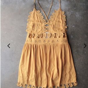 Yellow summer mini dress